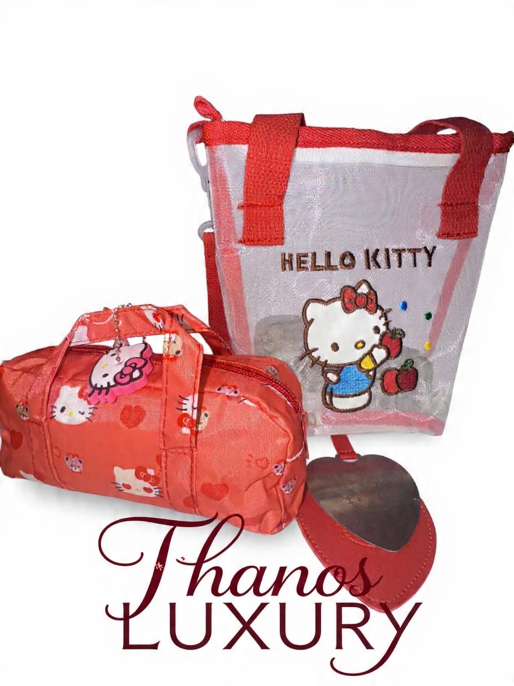 Hello Kitty Coral and White Tote (BUNDLE) MYSTERY FREEBIES INSIDE